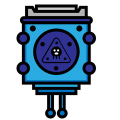 Naklejka premium Cute Robot Illustration in Blue Design
