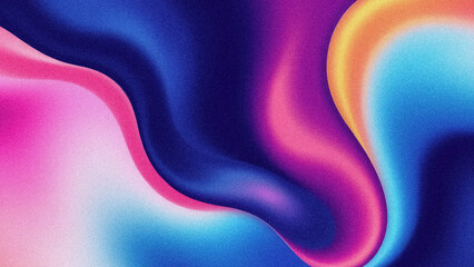 Obraz premium Abstract grainy background with gentle colored waves and lines, purple and blue colors, noise grain texture wallpaper design