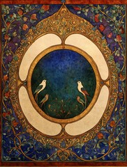 Fototapeta premium A medieval illuminated manuscript page depicting ornate and colorful text decorated with