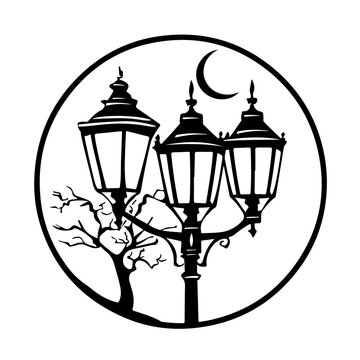 recommend clip art: Street Lamp At Night Vector Logo