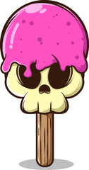 SKULL PINK ICE CREAM ILLUSTRATION