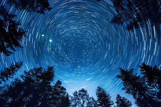 Starry night sky with a large circle of stars in the center.