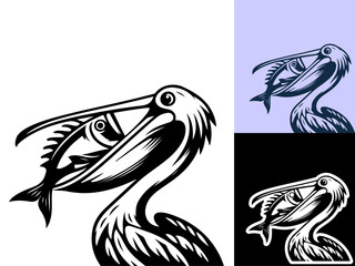 pelican hand drawn vintage illustration vector