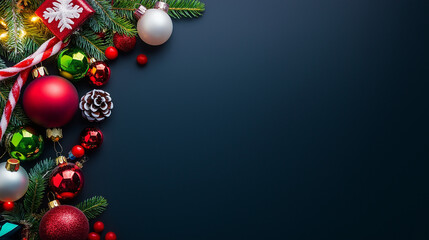 The free space background with Christmas tree decorations