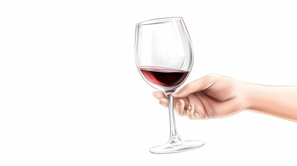 Glass of wine vintage illustration