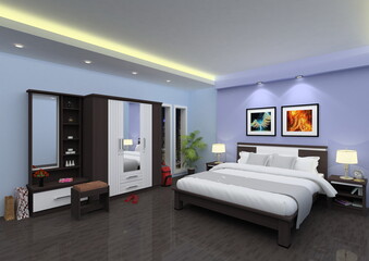 interior furniture bedroom set with modern minimalist design