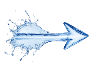 High-Quality PNG of Arrow made of water on a white background – High Resolution