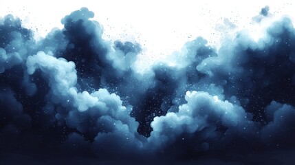 Ethereal Blue Clouds with Soft Textures and Shimmering Particles, Perfect for Backgrounds or Artistic Projects Highlighting Nature's Beauty and Tranquility