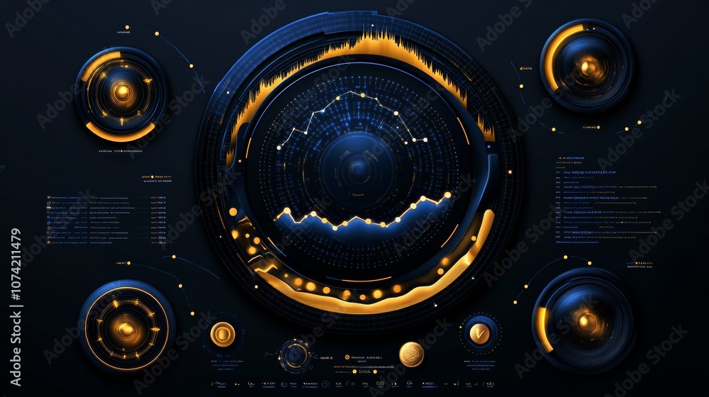 Aufkleber futuristic tech hud interface data analysis digital world