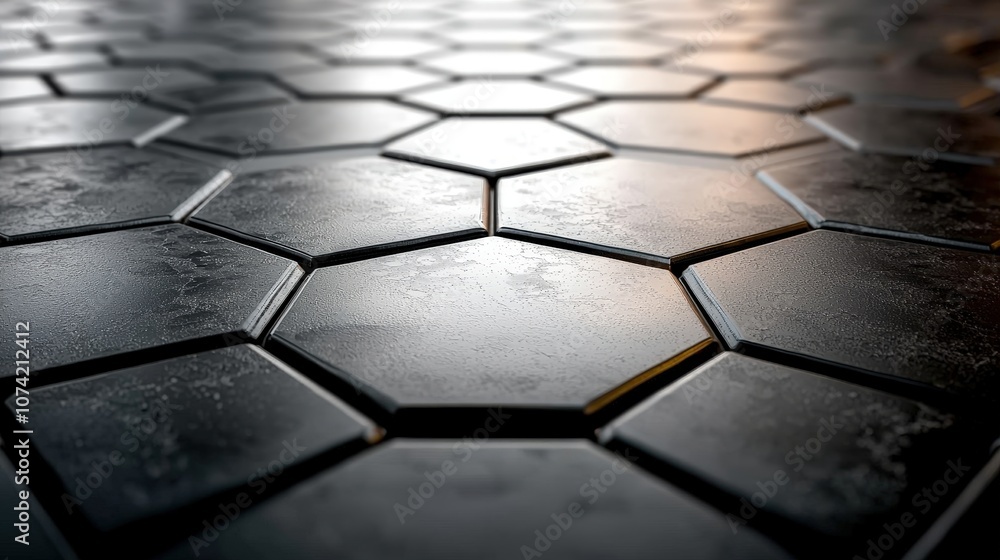 Poster abstract metallic hexagonal grid pattern futuristic technology background