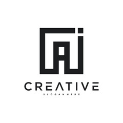 A letter logo for company, square concept. Premium Vector