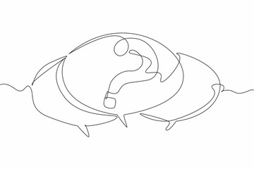 Single line drawing of callouts with question mark inside. National Trivia Day. Trivia games train the brain and expose to new information, improve cognitive skill, problem solving, creativity, memory