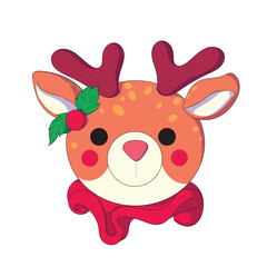 drawing of a deer with flowers on its head celebrating Christmas.