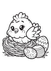 Coloring page design education bird in the nest