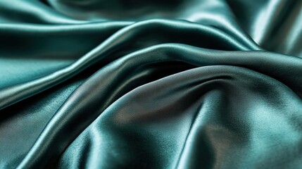Obraz premium A silk bedding set in deep emerald green, creating a sophisticated, calming atmosphere with its lustrous texture and rich color.