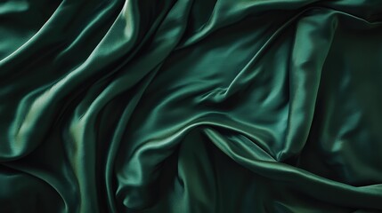 Obraz premium A silk bedding set in deep emerald green, creating a sophisticated, calming atmosphere with its lustrous texture and rich color.