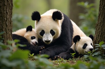 giant panda eating bamboo