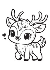Coloring page design cute baby deer