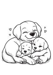 Children coloring page cute family god sleep