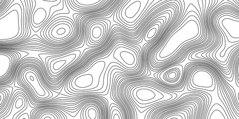 Luxury topographic wavy pattern and geographic grid map design vector art background, topographic map background with geographic black line contour map white background.