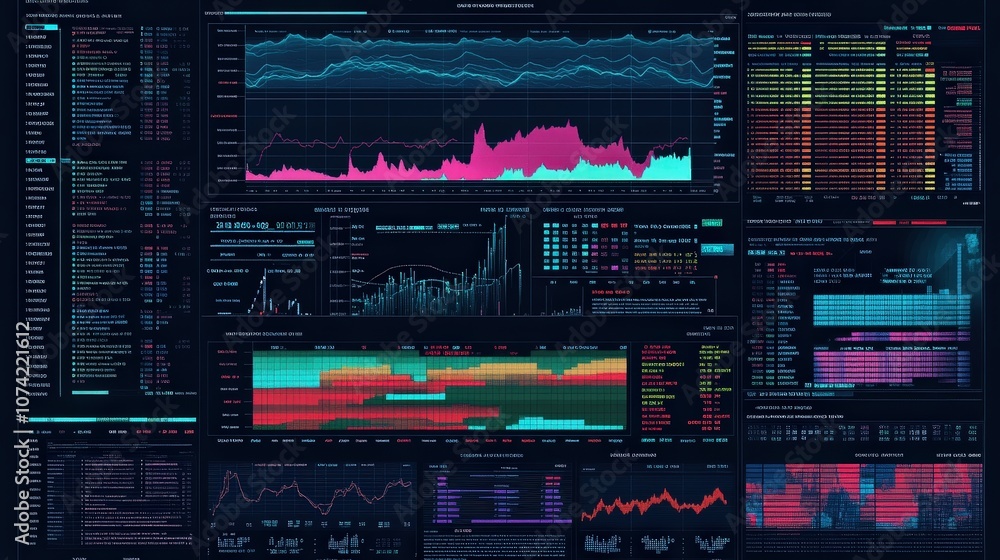 Aufkleber a stock index table designed for investors, comparing the performance of stocks from various sectors