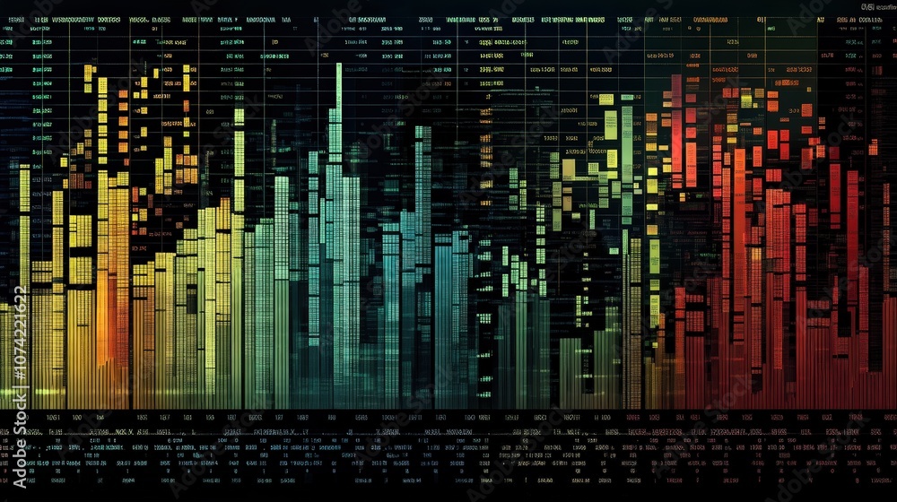 Aufkleber a stock index table designed for investors, comparing the performance of stocks from various sectors