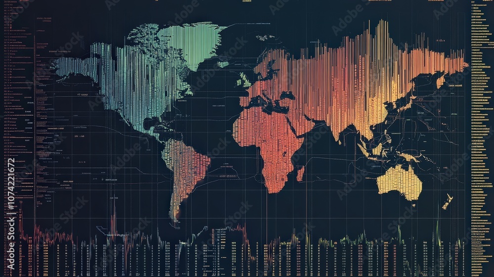 Poster a stock index table designed for market analysis, showing a side-by-side comparison of major global 