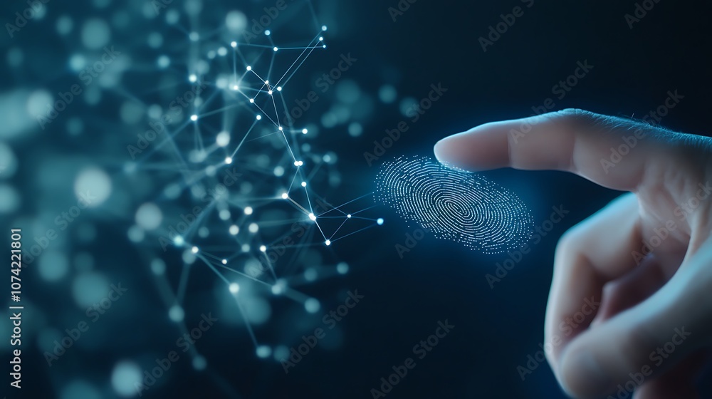 Poster digital fingerprint representing security and identity in a high tech world