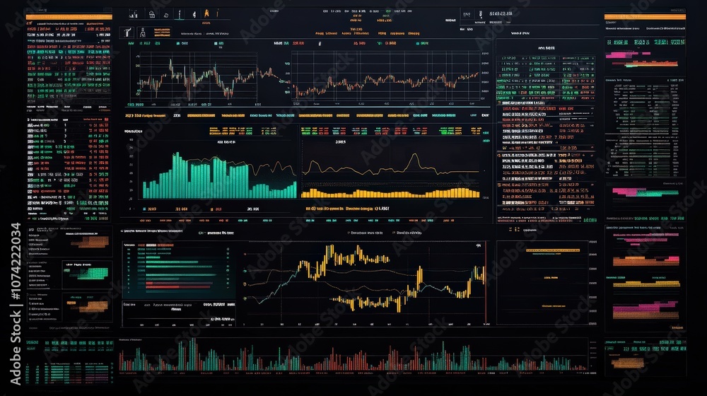 Poster a stock index table on a trading platform showing daily highs and lows for various global markets.