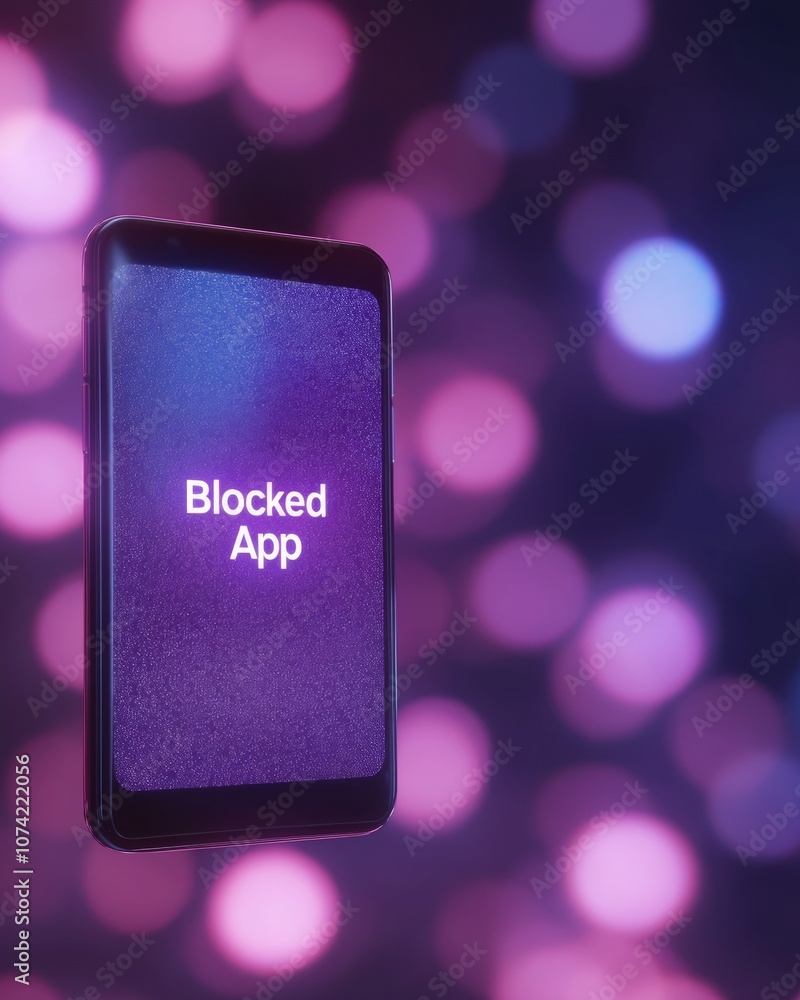 Poster Blocked App Notification on Smartphone with Dark Bokeh Background