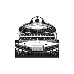 Football stadium silhouette vector design art illustration.
