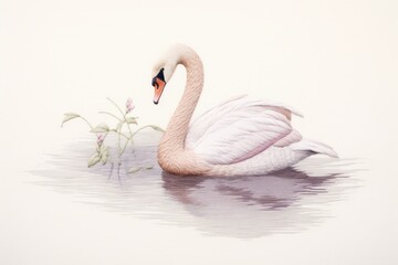 Obraz premium Embroidery of swan animal bird spoonbill.