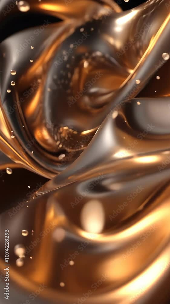 Poster golden and silver liquid swirl in a mesmerizing pattern, creating a dynamic visual effect
