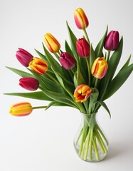 Bouquet of red tulips on a white background