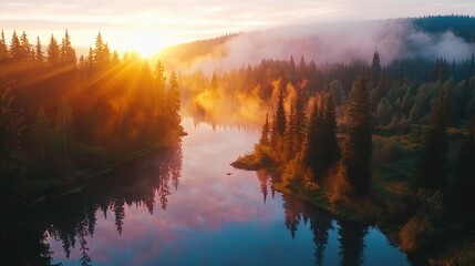 Fototapeta premium Finnish flag concept through chaos and serenity in scenic landscape