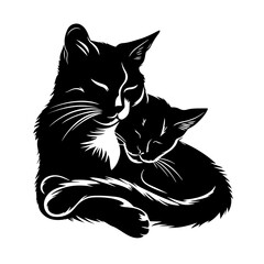 Two cats sleeping together Vector Logo
