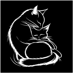 Two cats cuddling Vector Logo