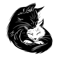Two cats curled together Vector Logo