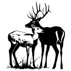 Two deer in the grass Vector Logo