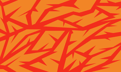Abstract, chaotic pattern of red lines on an orange background, creating a dynamic and energetic visual.