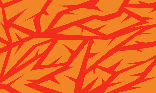 Abstract, chaotic pattern of red lines on an orange background, creating a dynamic and energetic visual.