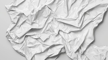 Obraz premium Abstract Wrinkled White Fabric Texture 3D Render Crumpled Creased White Material Des