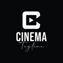 Simple Minimalist Clever Initial Letter C with Video Camera for Cinema Movie Production Logo Design Vector