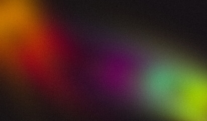 Vibrant color grainy gradient backdrop design. Abstract purple red orange green black color noisy gradient, glowing color flow, bright, shine, website header design, poster or banner