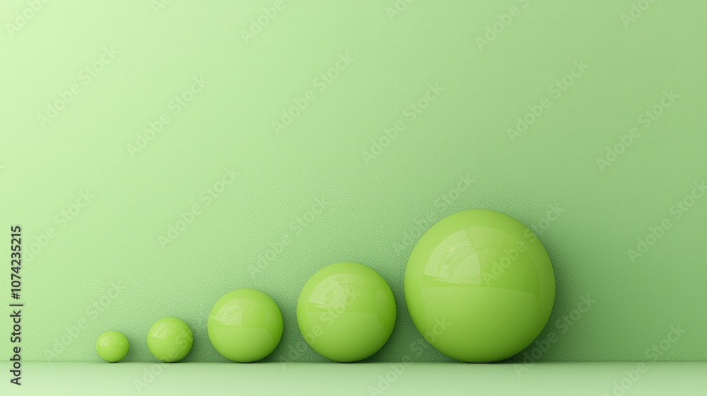 Poster green spheres gradient minimalist background modern design 3d rendering