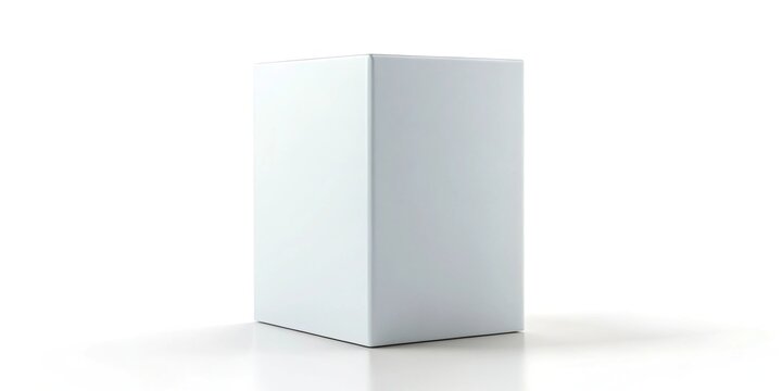 Close-up of a white tall rectangle blank box isolated on white background