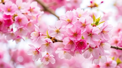 Naklejka premium Close-up of pink cherry blossom in spring isolated on white background