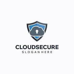 Cloud privacy logo design template. Software security and protection concept. Creative vector symbol.