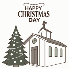 Christmas cards with Christmas trees and gifts with Christmas decorating ideas with happy ' Christmas Day ' greetings