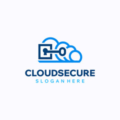 Cloud privacy logo design template. Software security and protection concept. Creative vector symbol.